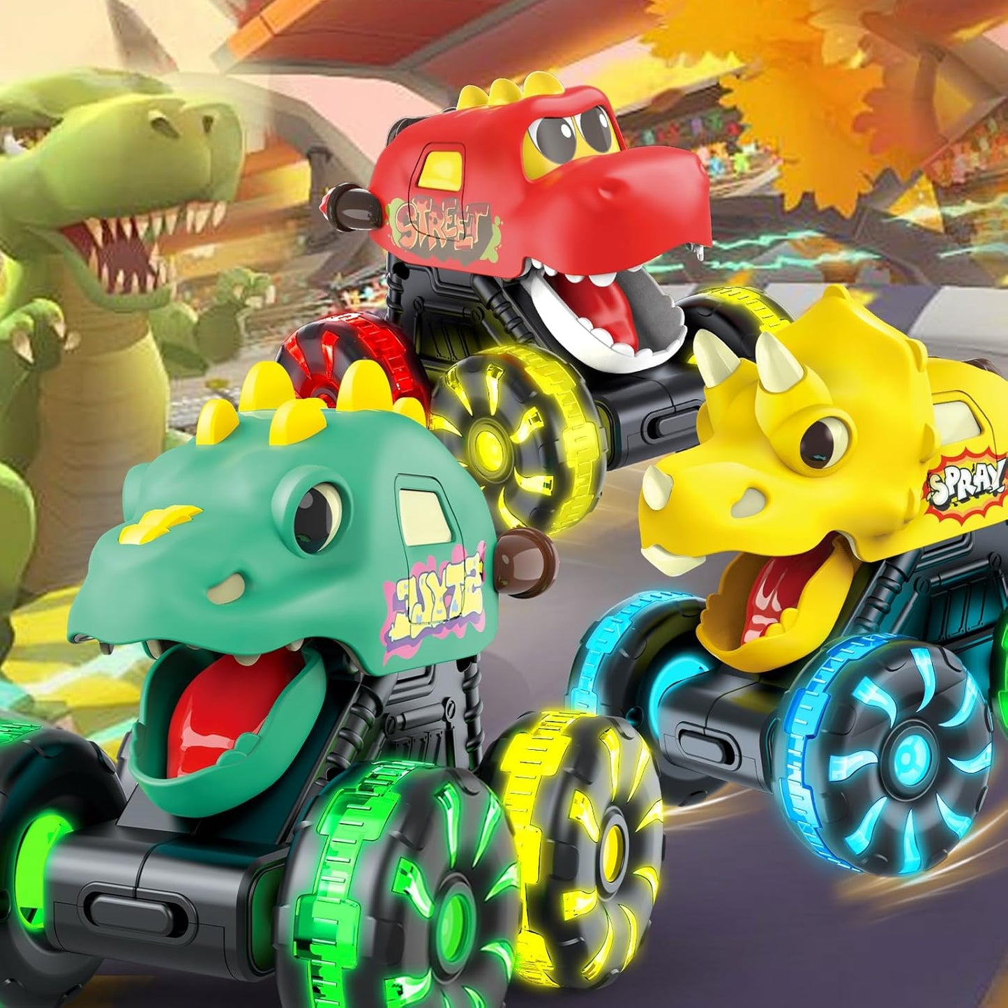 Monster Truck Toys Dinosaur Cars for Toddlers 1-3