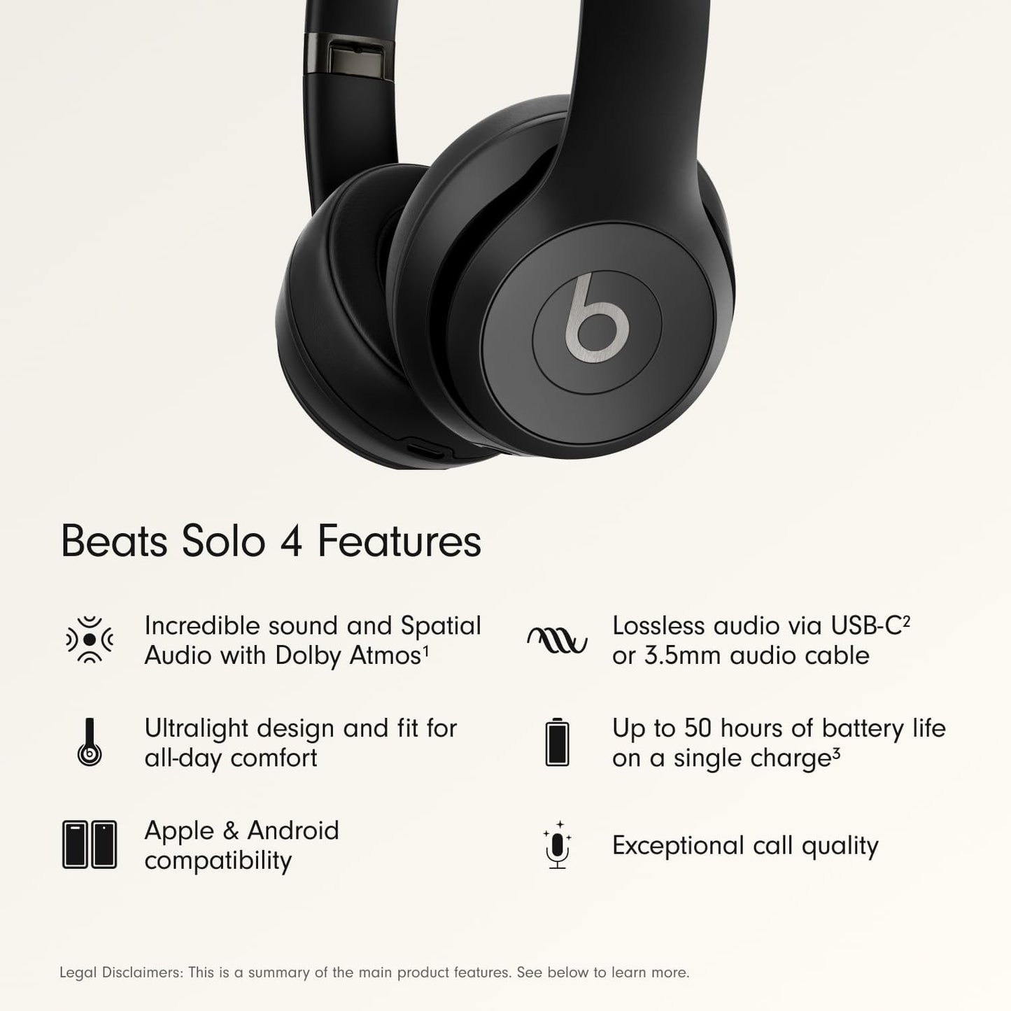 Beats Solo 4 - Apple & Android Compatible - Matte Black