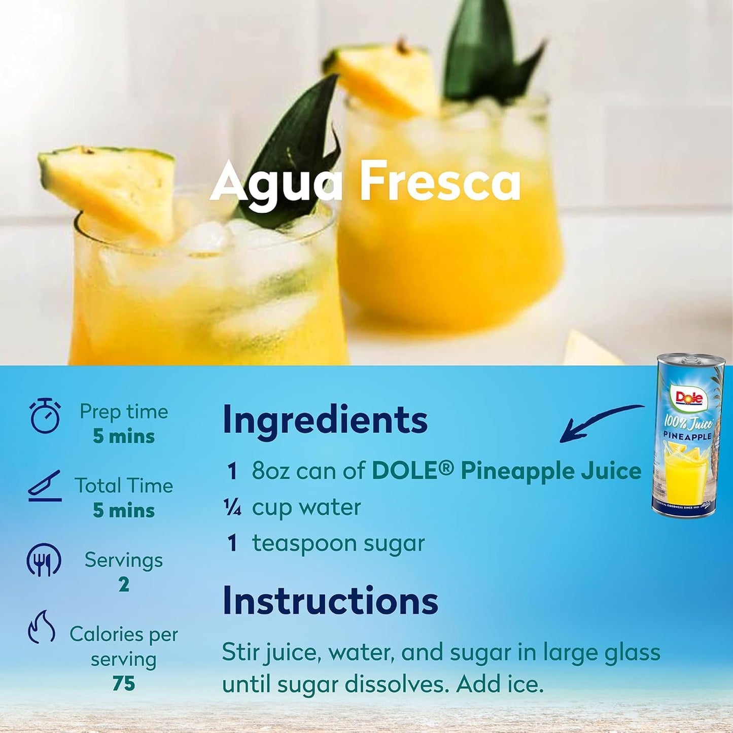 Dole 100% Pineapple Juice,8.0 Fl Oz (Pack of 24)