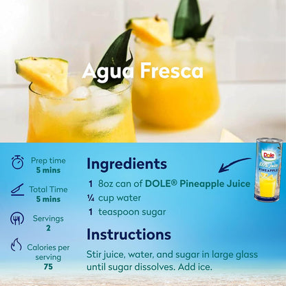 Dole 100% Pineapple Juice,8.0 Fl Oz (Pack of 24)
