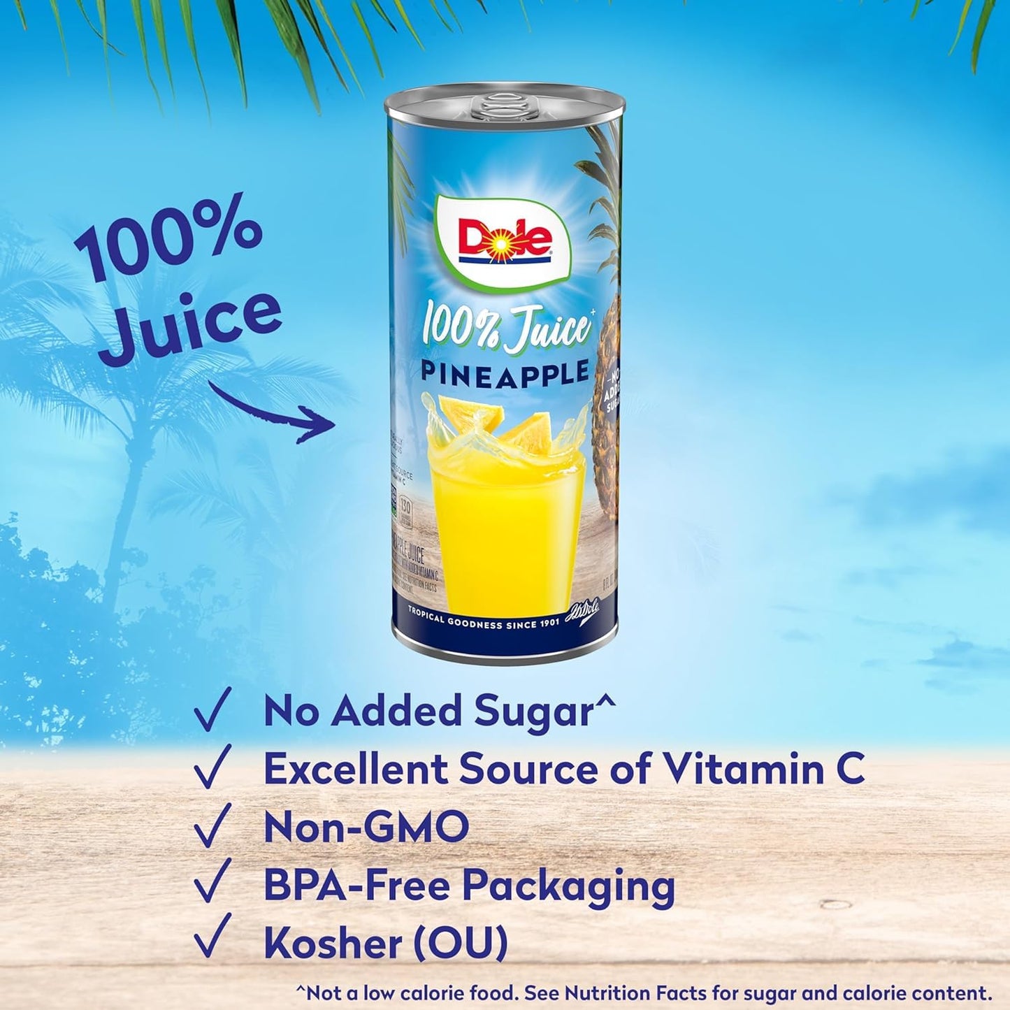 Dole 100% Pineapple Juice,8.0 Fl Oz (Pack of 24)