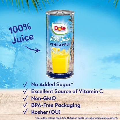 Dole 100% Pineapple Juice,8.0 Fl Oz (Pack of 24)