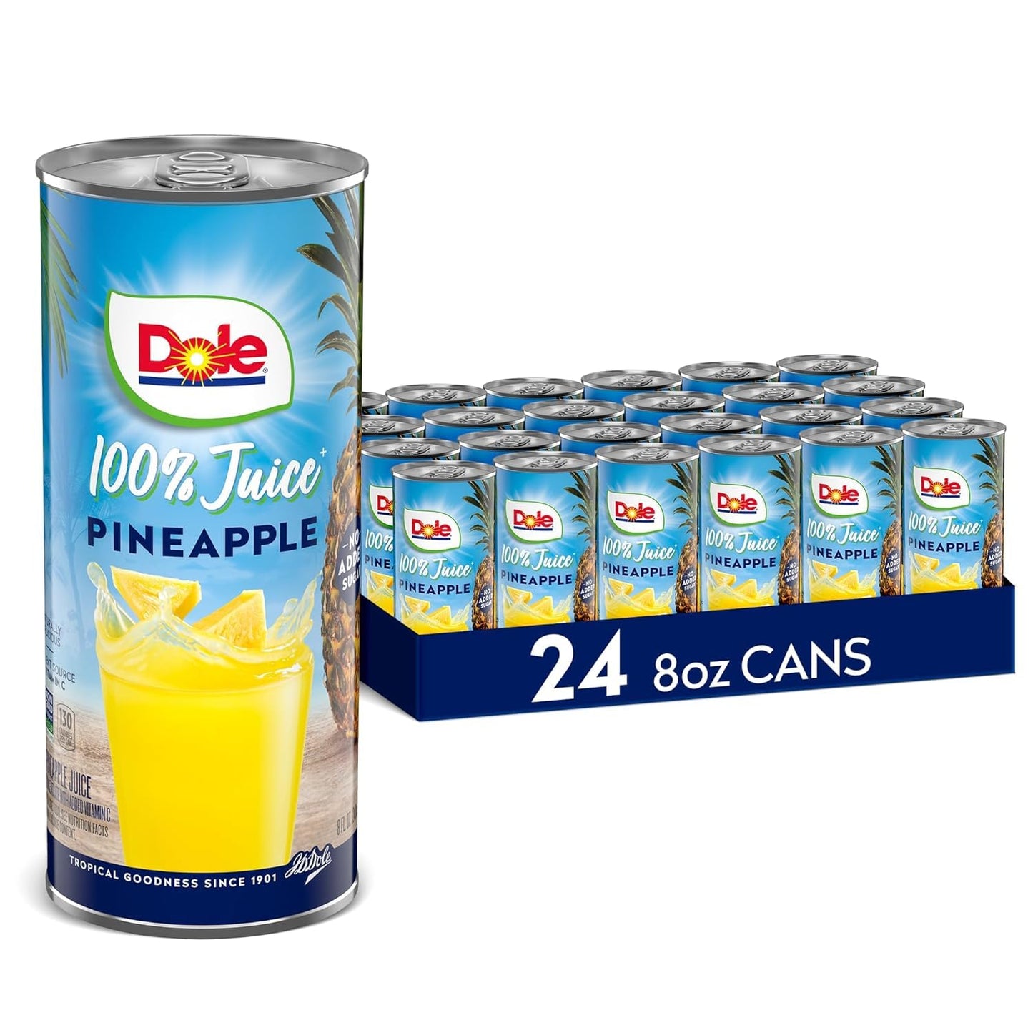 Dole 100% Pineapple Juice,8.0 Fl Oz (Pack of 24)