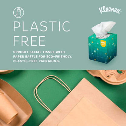 Kleenex Professional Naturals Facial Tissue with Plastic-Free Eco Packaging, Bulk (56027), 2-Ply, White, Upright Cube Boxed Format, Designed for Business (90 Tissues/Box, 36 Boxes, 3,240 Sheets/Case)