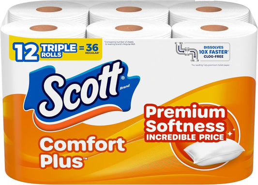 Scott ComfortPlus Toilet Paper, 231 Sheets per Roll, 1-Ply Toilet Tissue