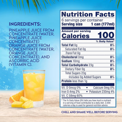 Dole Pineapple Orange Juice,6 Fl Oz (Pack of 6), 48 Total Cans