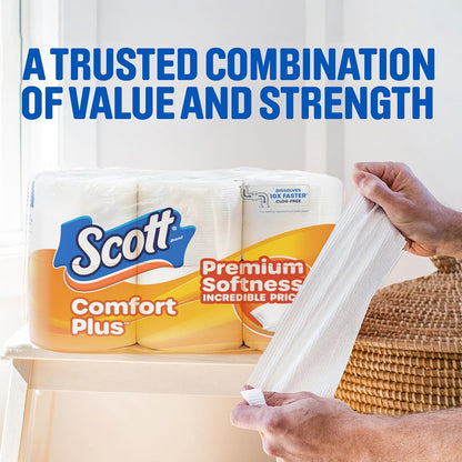 Scott ComfortPlus Toilet Paper, 231 Sheets per Roll, 1-Ply Toilet Tissue
