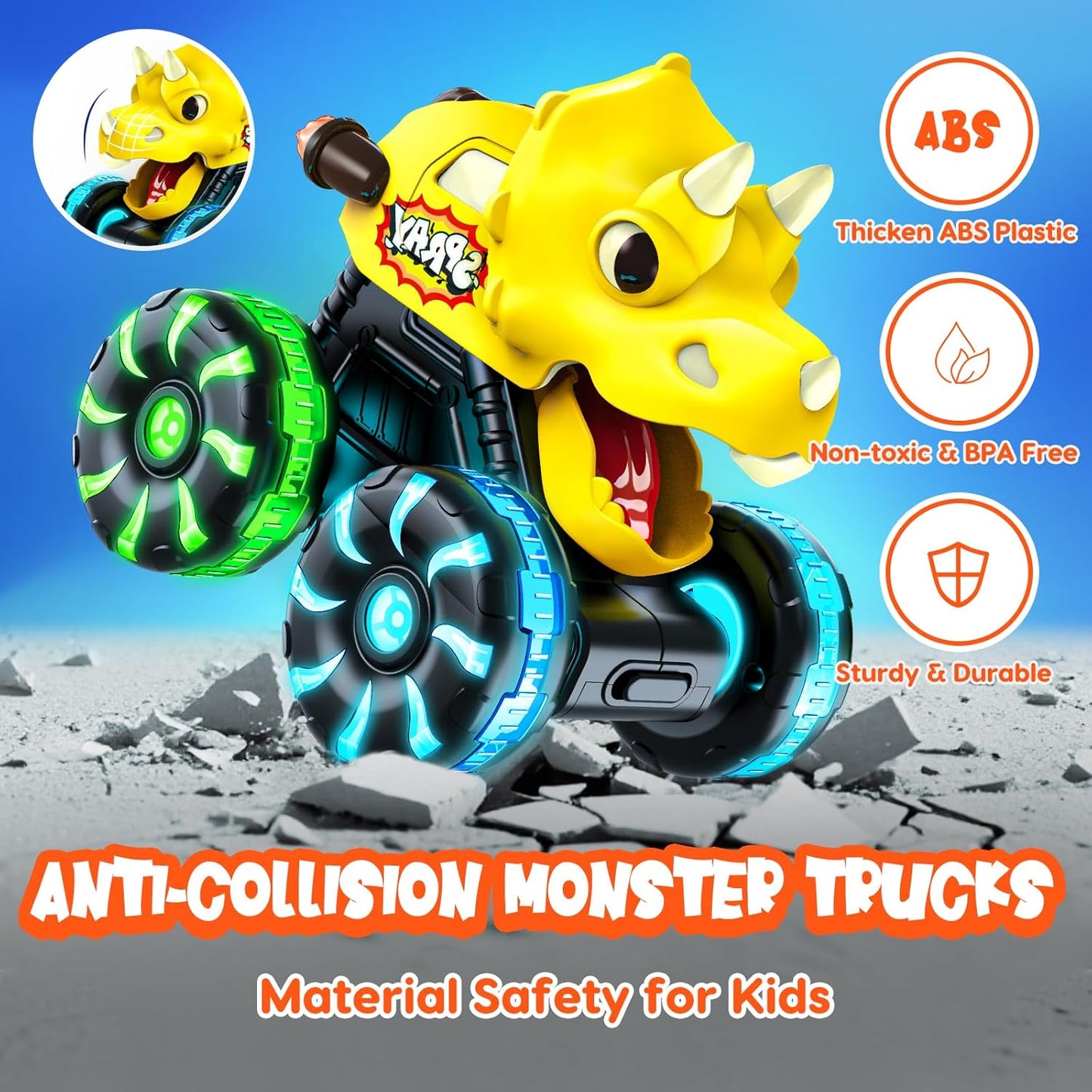 Monster Truck Toys Dinosaur Cars for Toddlers 1-3
