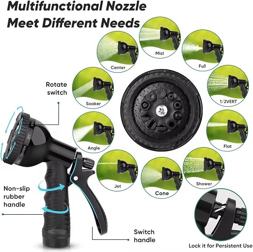 Kebose Garden Hose 50FT, Stainless Steel Hose with 10 Functional Nozzles
