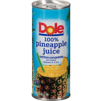 Dole 100% Pineapple Juice,8.0 Fl Oz (Pack of 24)